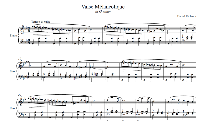 Valse Mélancolique No. 1 G minor