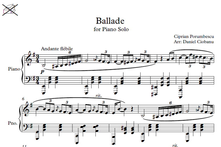 Ciprian Porumbescu: Ballade in E minor - Piano Solo