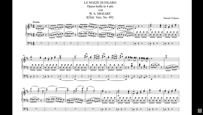 MOZART - MARRIAGE OF FIGARO 'OVERTURE' – ORGAN SOLO
